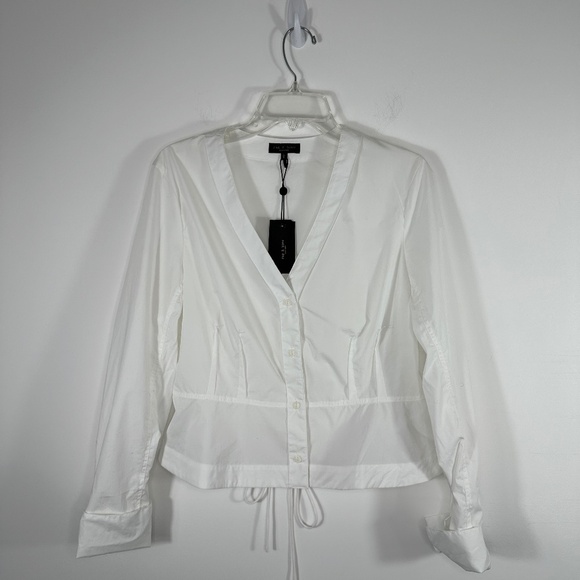 NWT RAG & BONE Victorine Cotton Blend Peplum Top Women's Sz L White - Picture 4 of 16